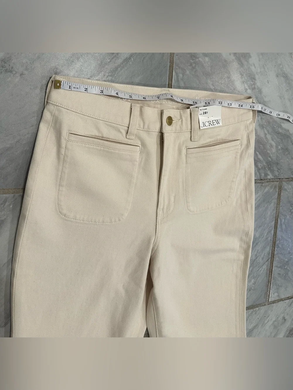 NWT J.Crew Womens Cream 96’ Flare Pants Size 28T (30Wx35L)